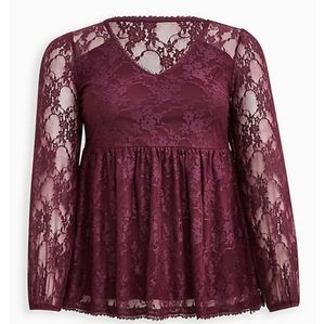 BABYDOLL LACE V-NECK TOP Size 3